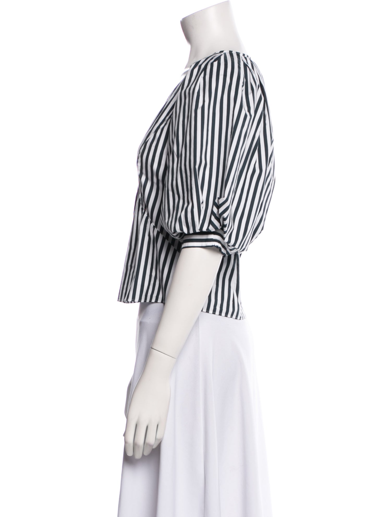 FRAME Striped V-Neck Crop Top