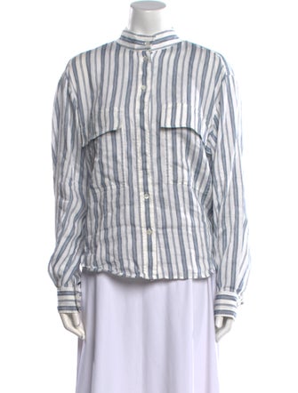 FRAME Linen Striped Button-Up Top