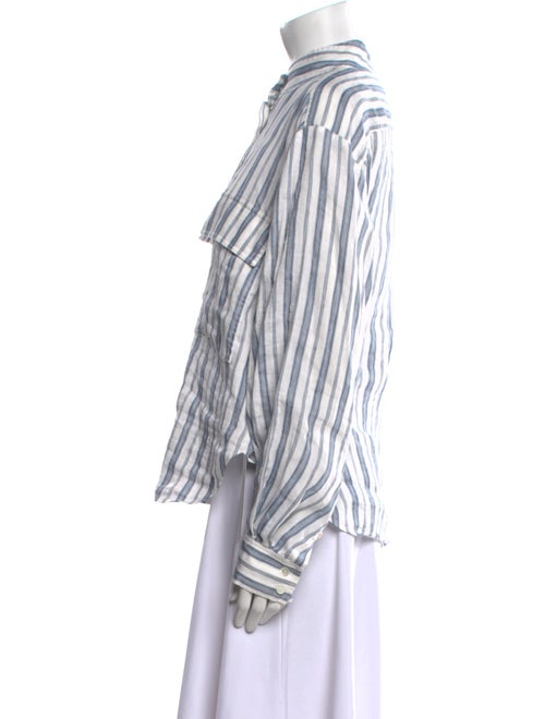 FRAME Linen Striped Button-Up Top