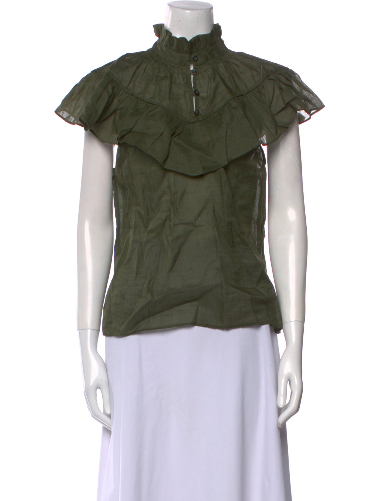 FRAME Mock Neck Short Sleeve Blouse