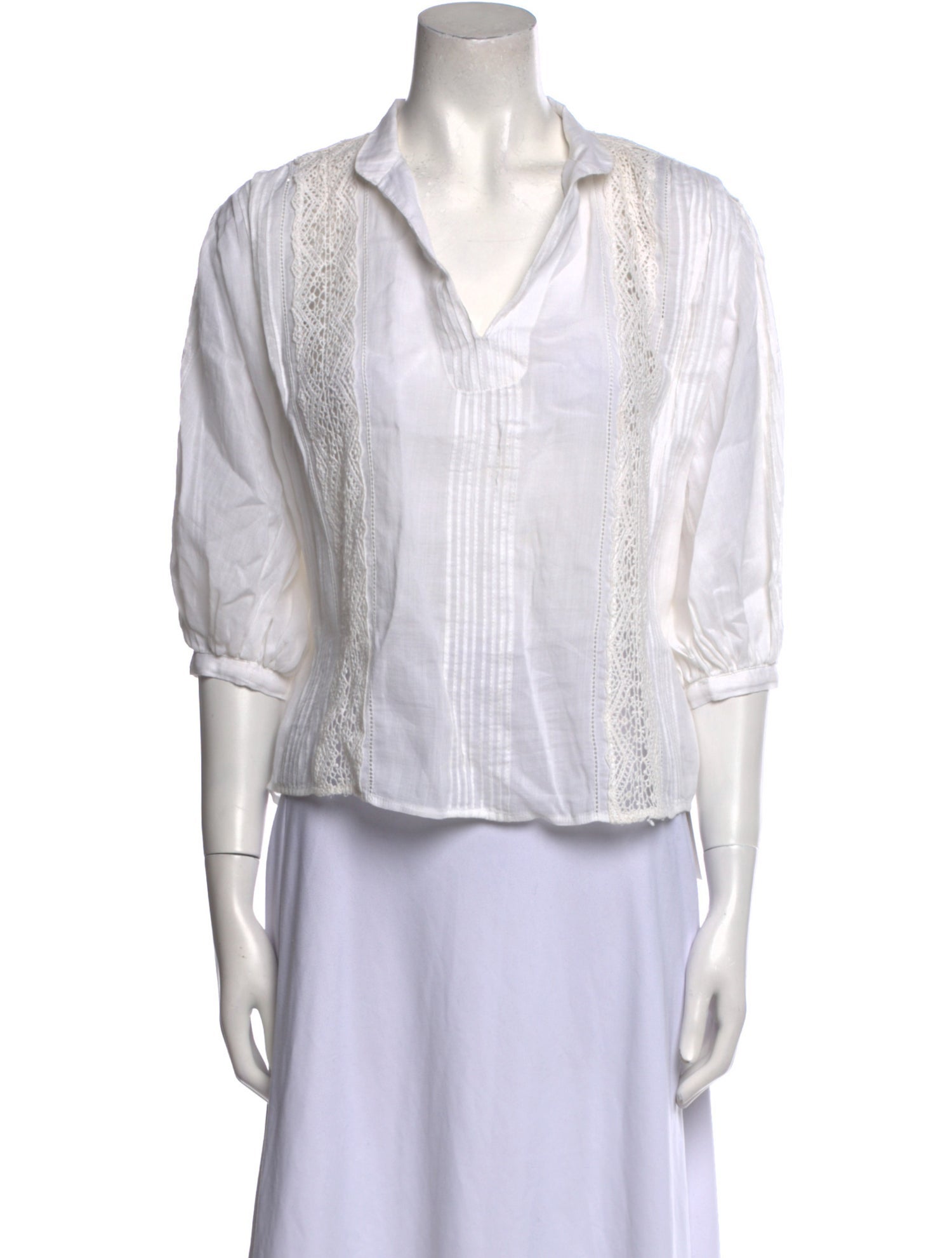 FRAME Three-Quarter Sleeve Crop Top