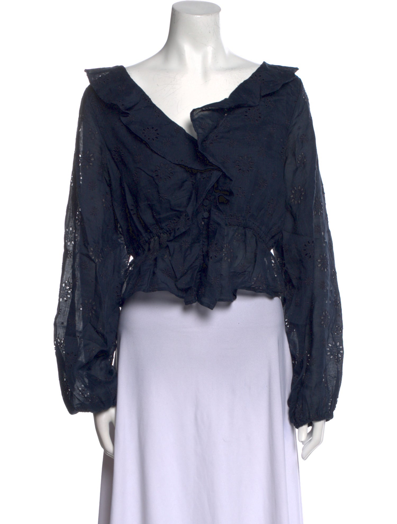 FRAME V-Neck Long Sleeve Crop Top