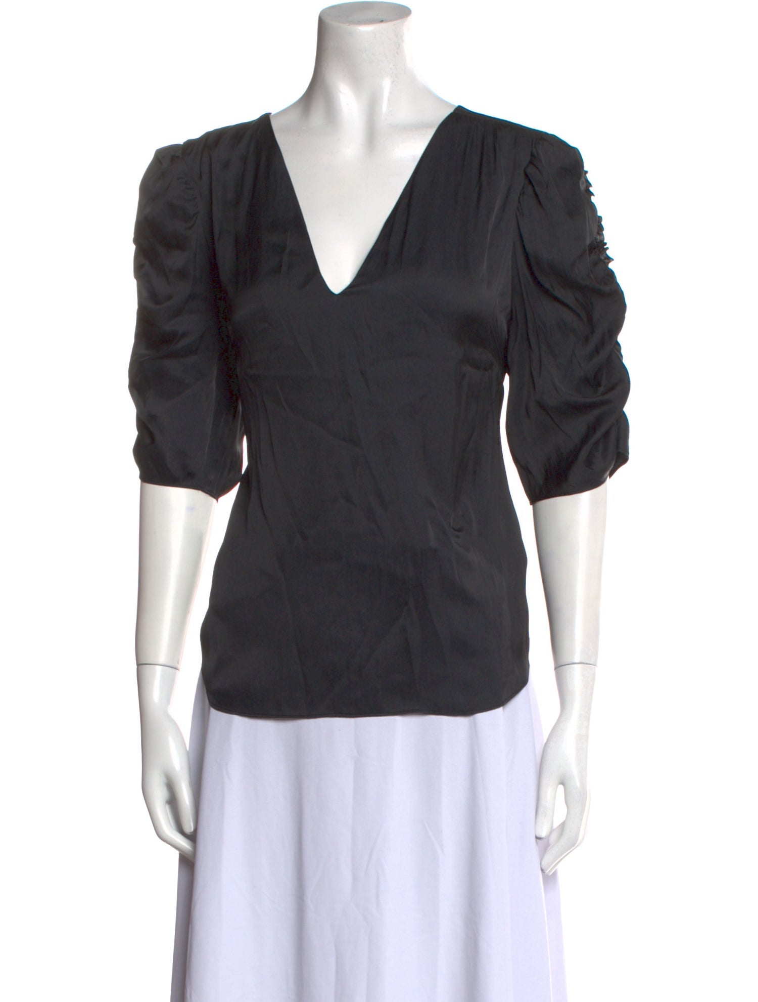 FRAME V-Neck Three-Quarter Sleeve Blouse