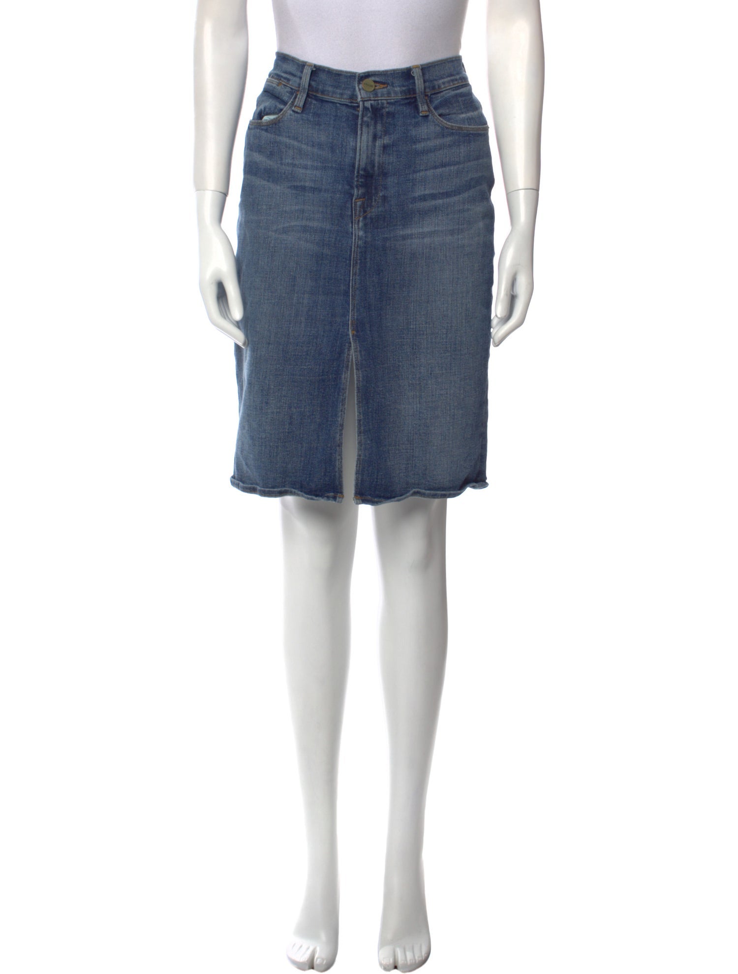 FRAME Distressed Accents Knee-Length Skirt