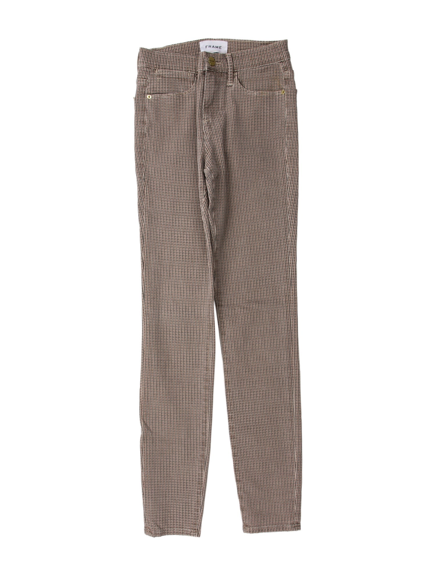 FRAME Houndstooth Print Skinny Leg Pants