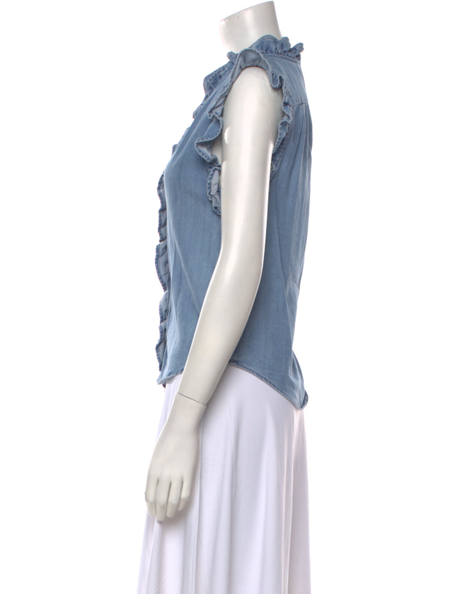 FRAME V-Neck Sleeveless Button-Up Top