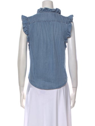 FRAME V-Neck Sleeveless Button-Up Top