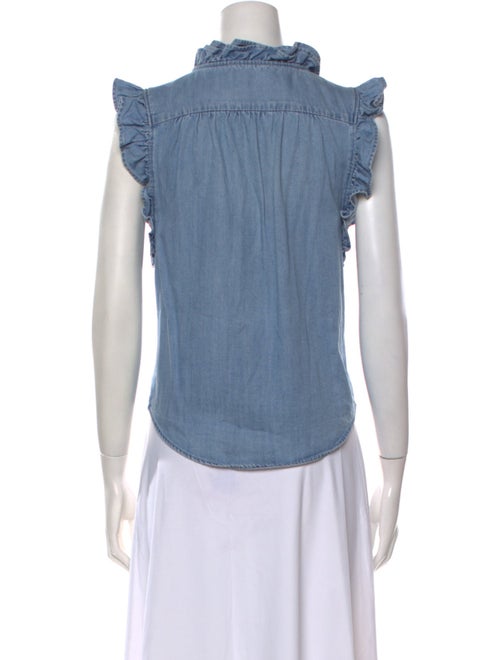 FRAME V-Neck Sleeveless Button-Up Top