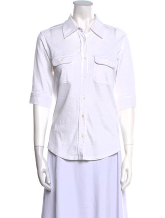 FRAME Three-Quarter Sleeve Button-Up Top