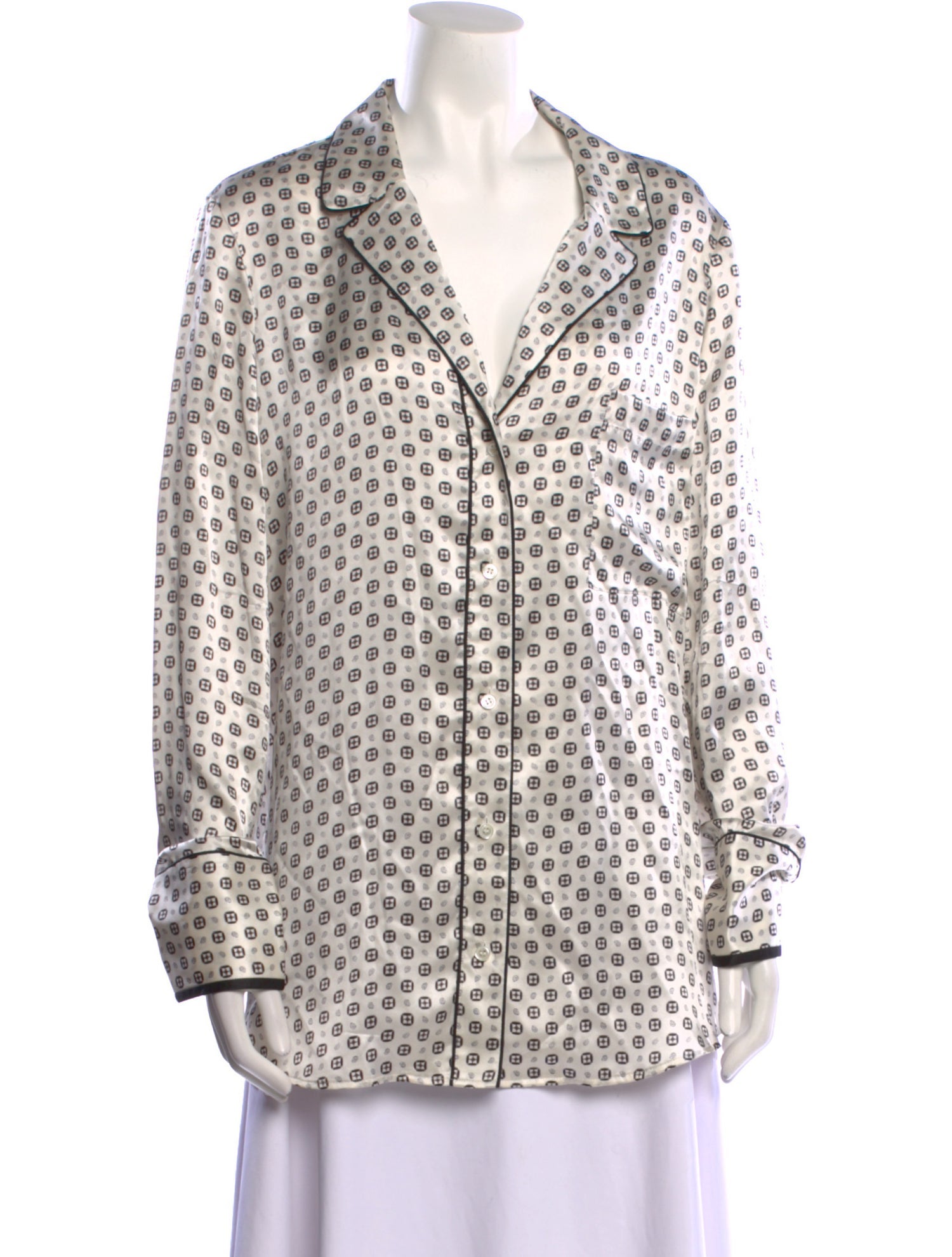 FRAME Silk Printed Button-Up Top