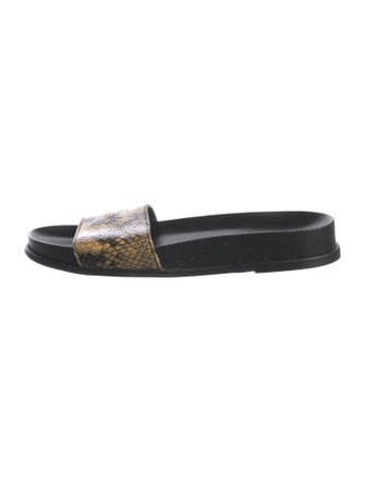 FRAME Embossed Leather Animal Print Slides