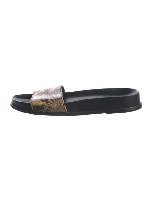 FRAME Embossed Leather Animal Print Slides