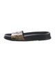 FRAME Embossed Leather Animal Print Slides