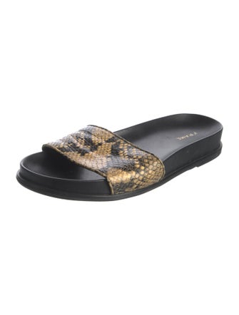 FRAME Embossed Leather Animal Print Slides
