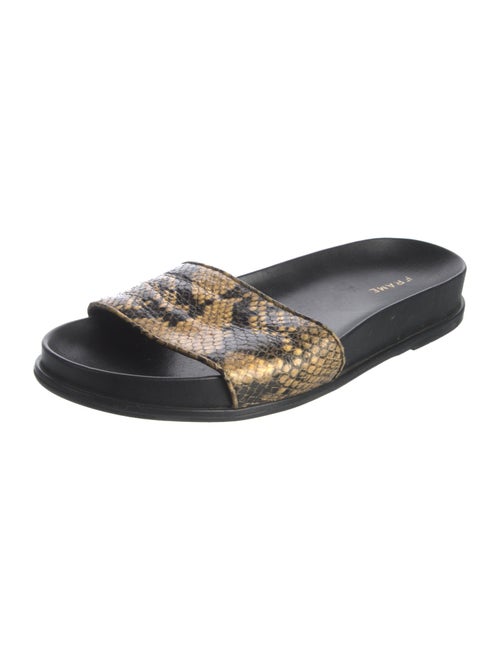 FRAME Embossed Leather Animal Print Slides