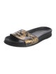 FRAME Embossed Leather Animal Print Slides