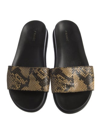FRAME Embossed Leather Animal Print Slides