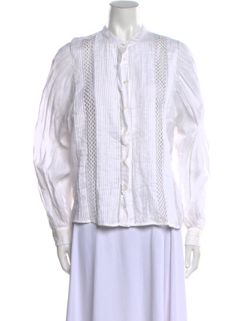 FRAME Mock Neck Long Sleeve Button-Up Top