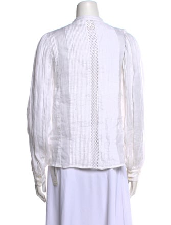 FRAME Mock Neck Long Sleeve Button-Up Top