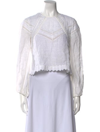 FRAME Lace Pattern Crew Neck Crop Top