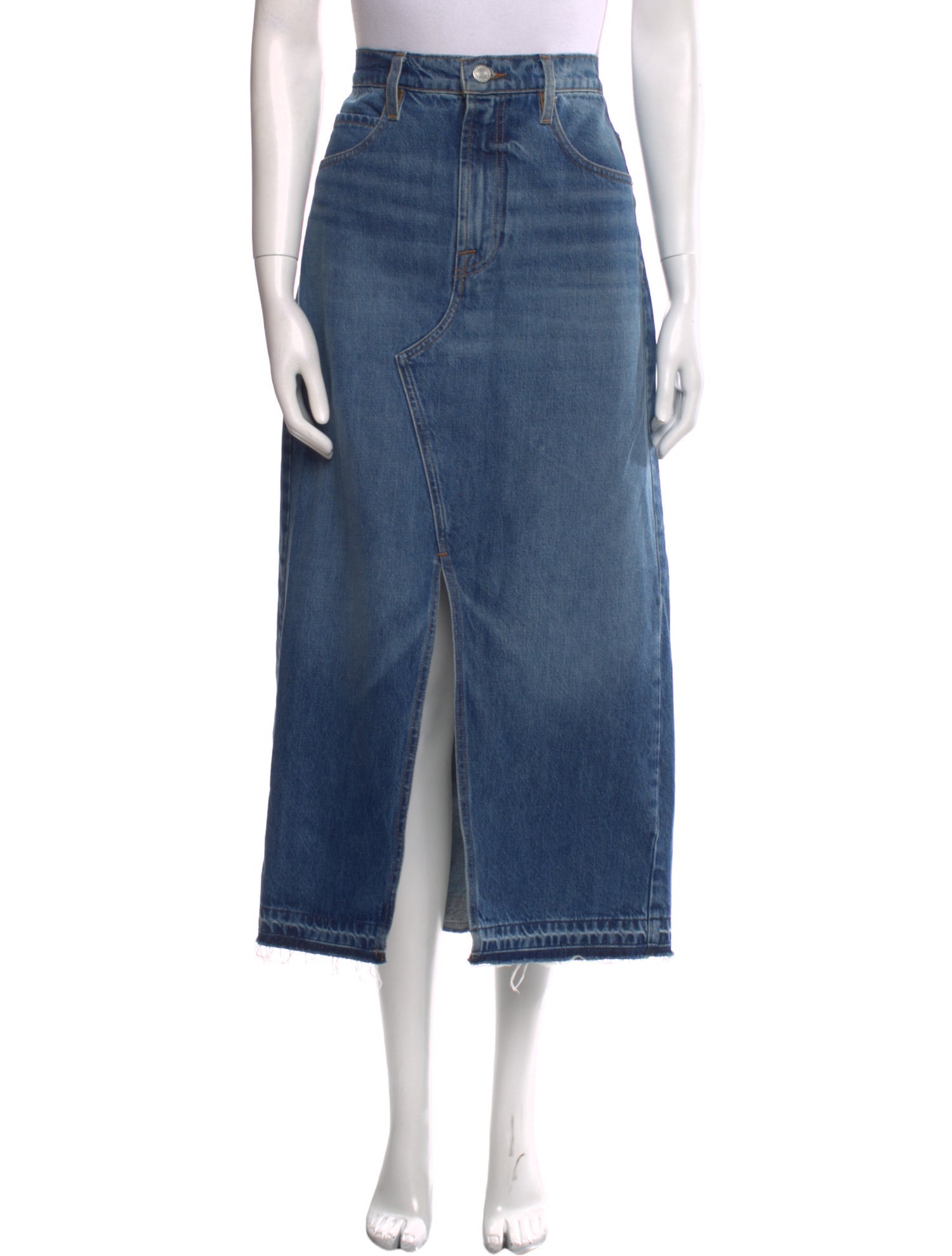 FRAME Raw-Edge Trim Midi Length Skirt