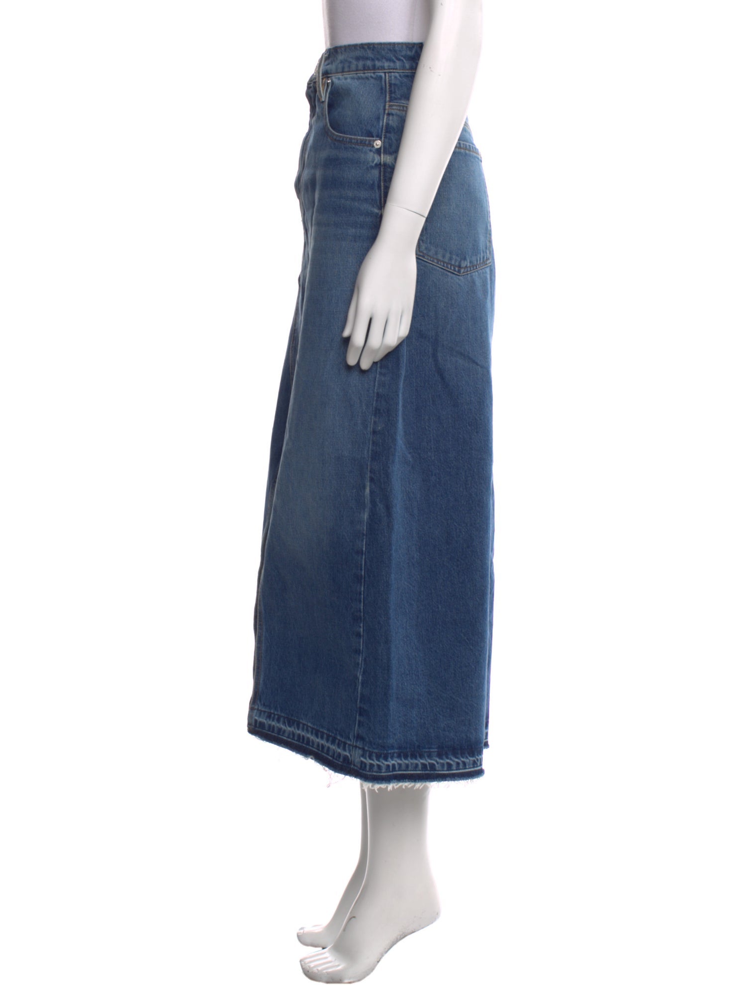 FRAME Raw-Edge Trim Midi Length Skirt