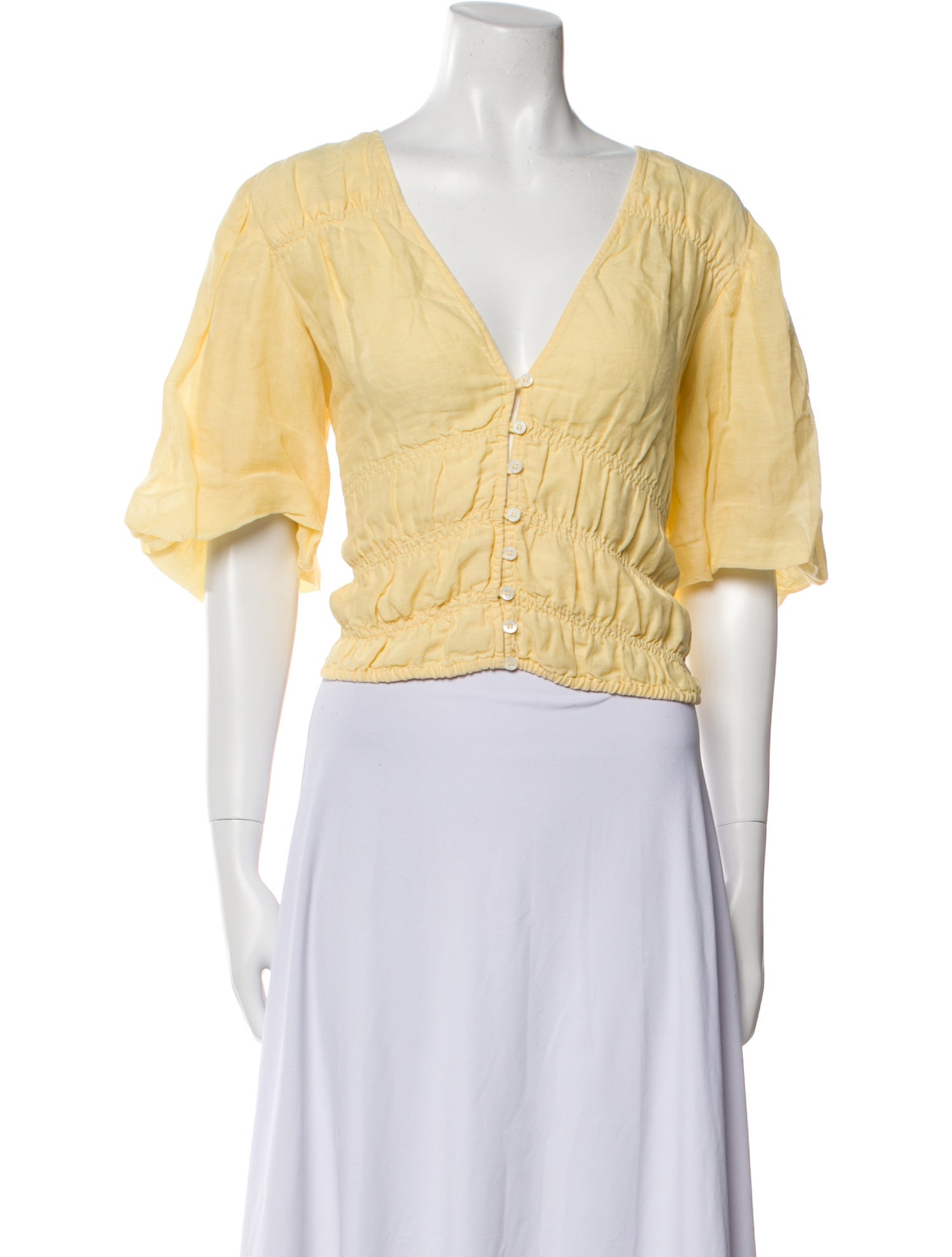 FRAME V-Neck Short Sleeve Crop Top