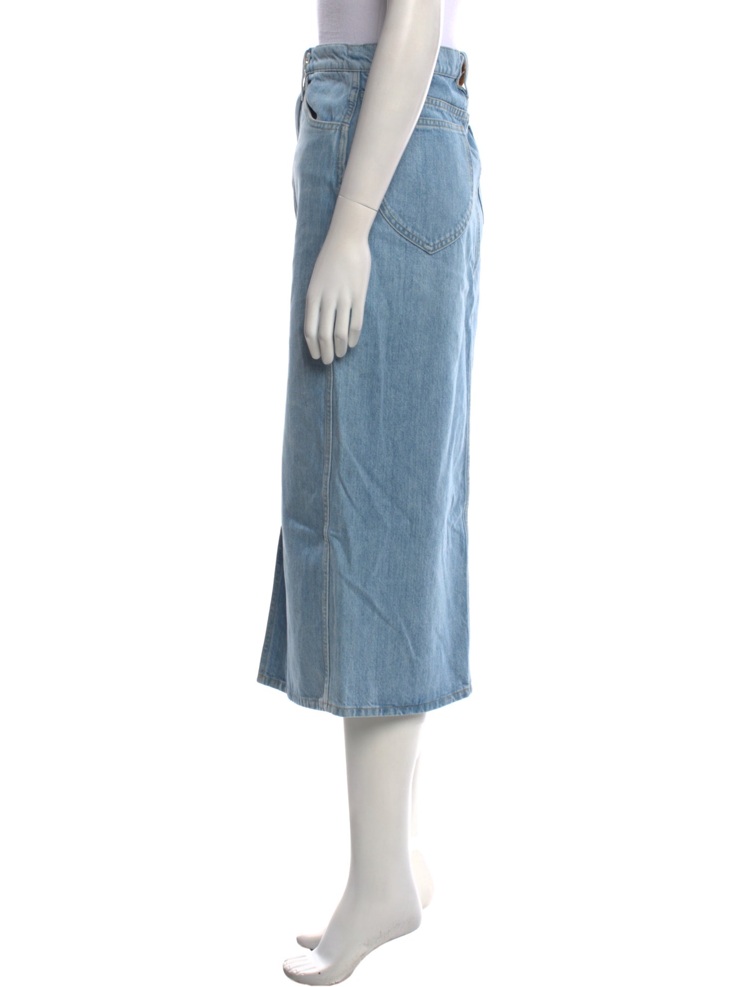 FRAME Distressed Accents Midi Length Skirt