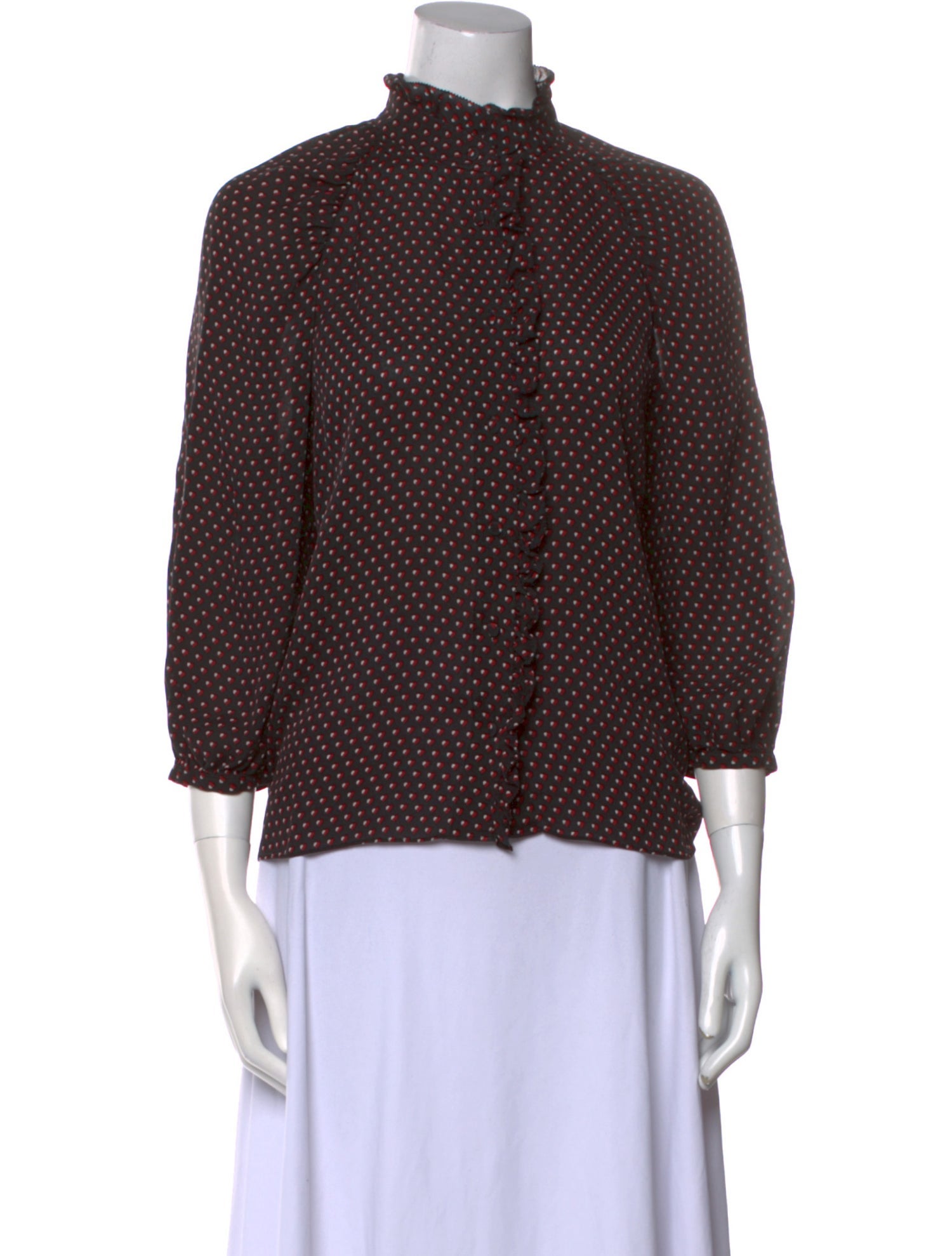 FRAME Silk Polka Dot Print Blouse