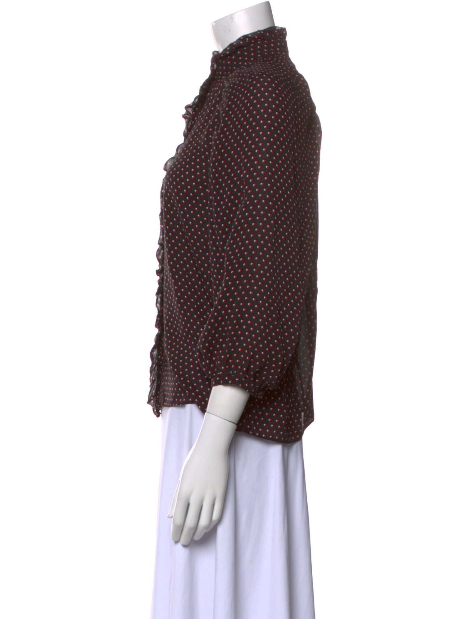 FRAME Silk Polka Dot Print Blouse