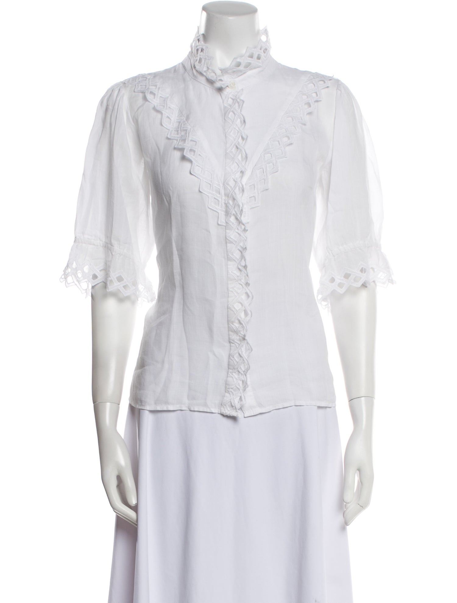 FRAME Mock Neck Three-Quarter Sleeve Blouse