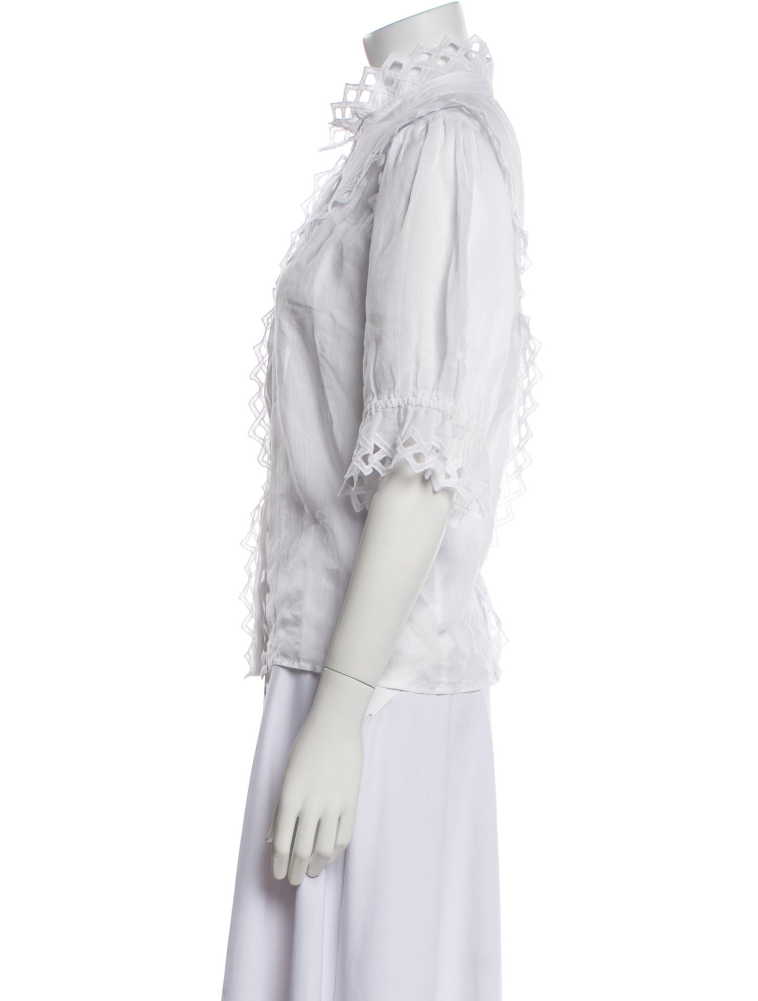 FRAME Mock Neck Three-Quarter Sleeve Blouse