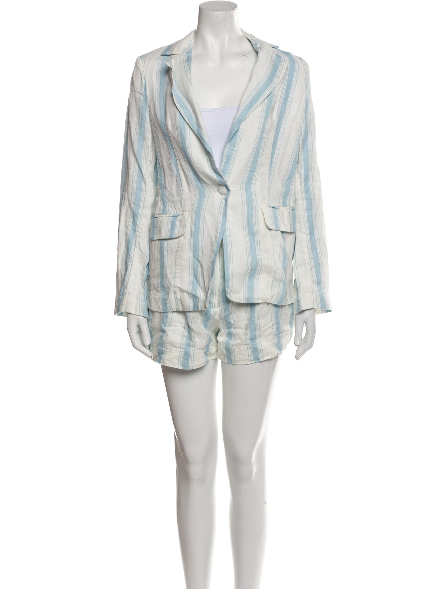 FRAME Linen Striped Short Set