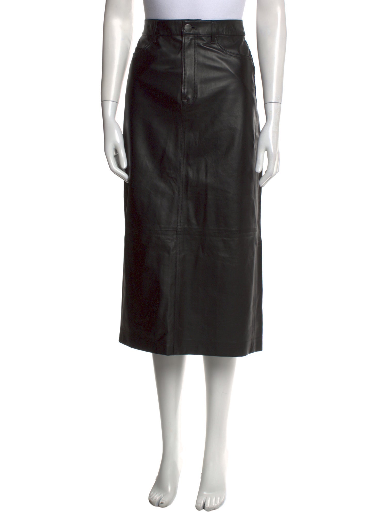 FRAME Lamb Leather Midi Length Skirt