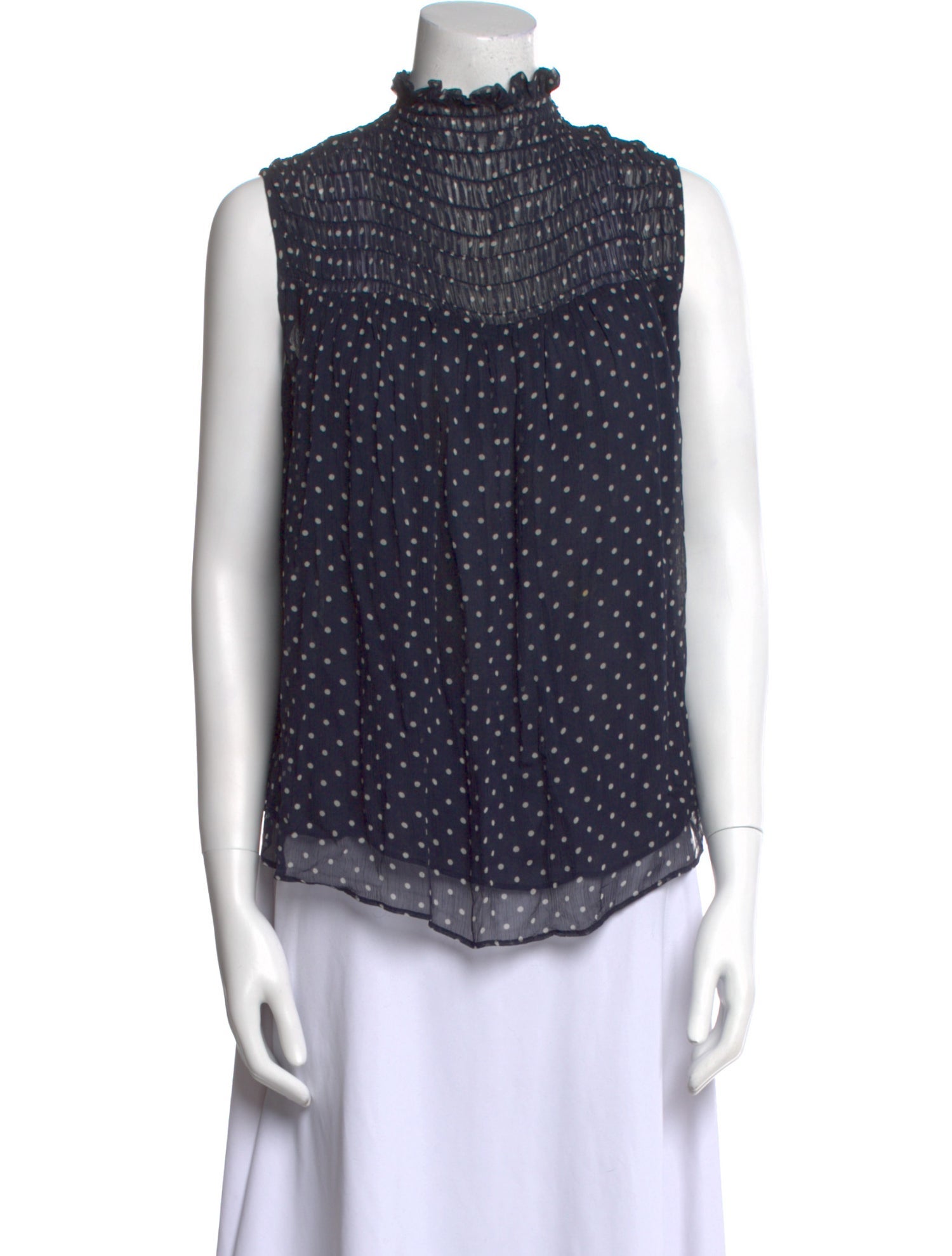 FRAME Polka Dot Print Turtleneck Blouse