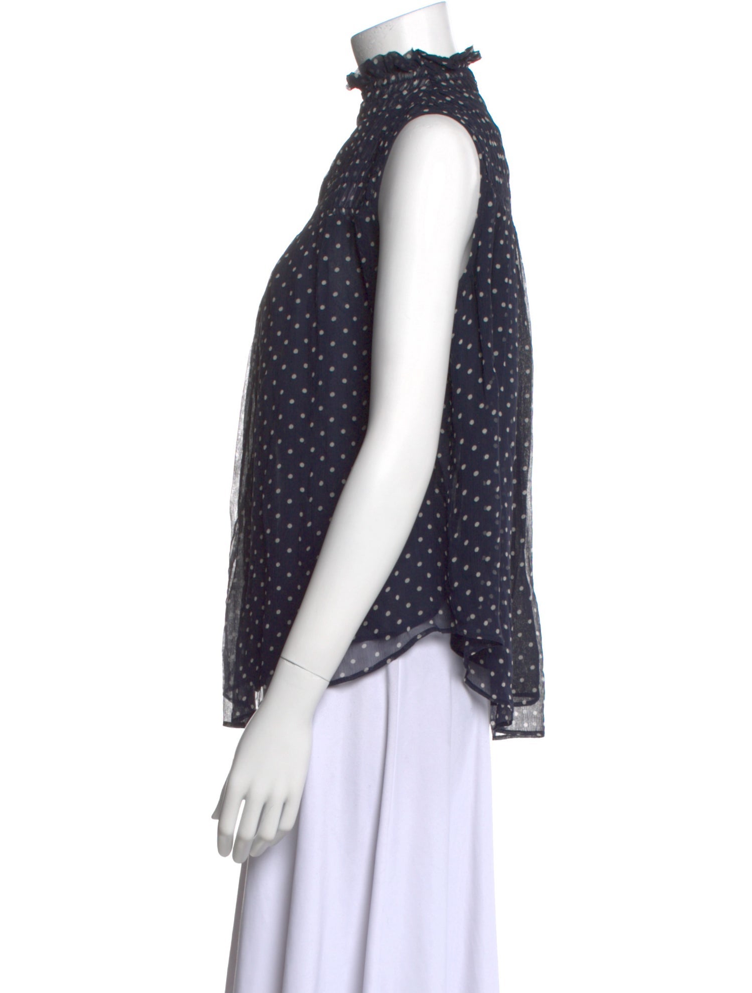 FRAME Polka Dot Print Turtleneck Blouse