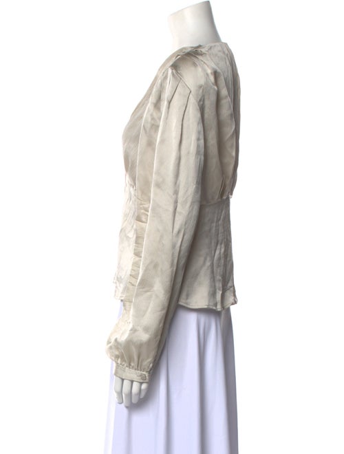 FRAME Silk V-Neck Button-Up Top