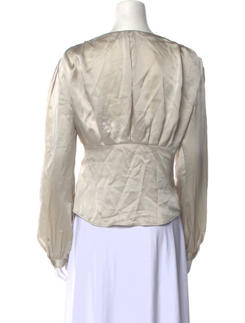 FRAME Silk V-Neck Button-Up Top