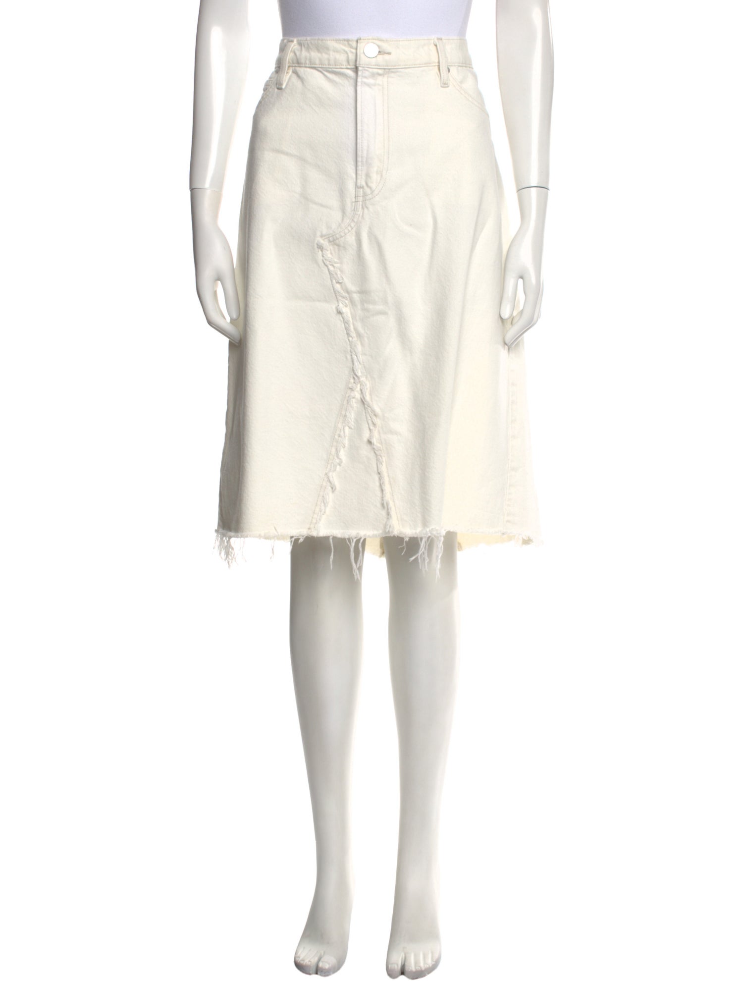 FRAME Raw-Edge Trim Knee-Length Skirt