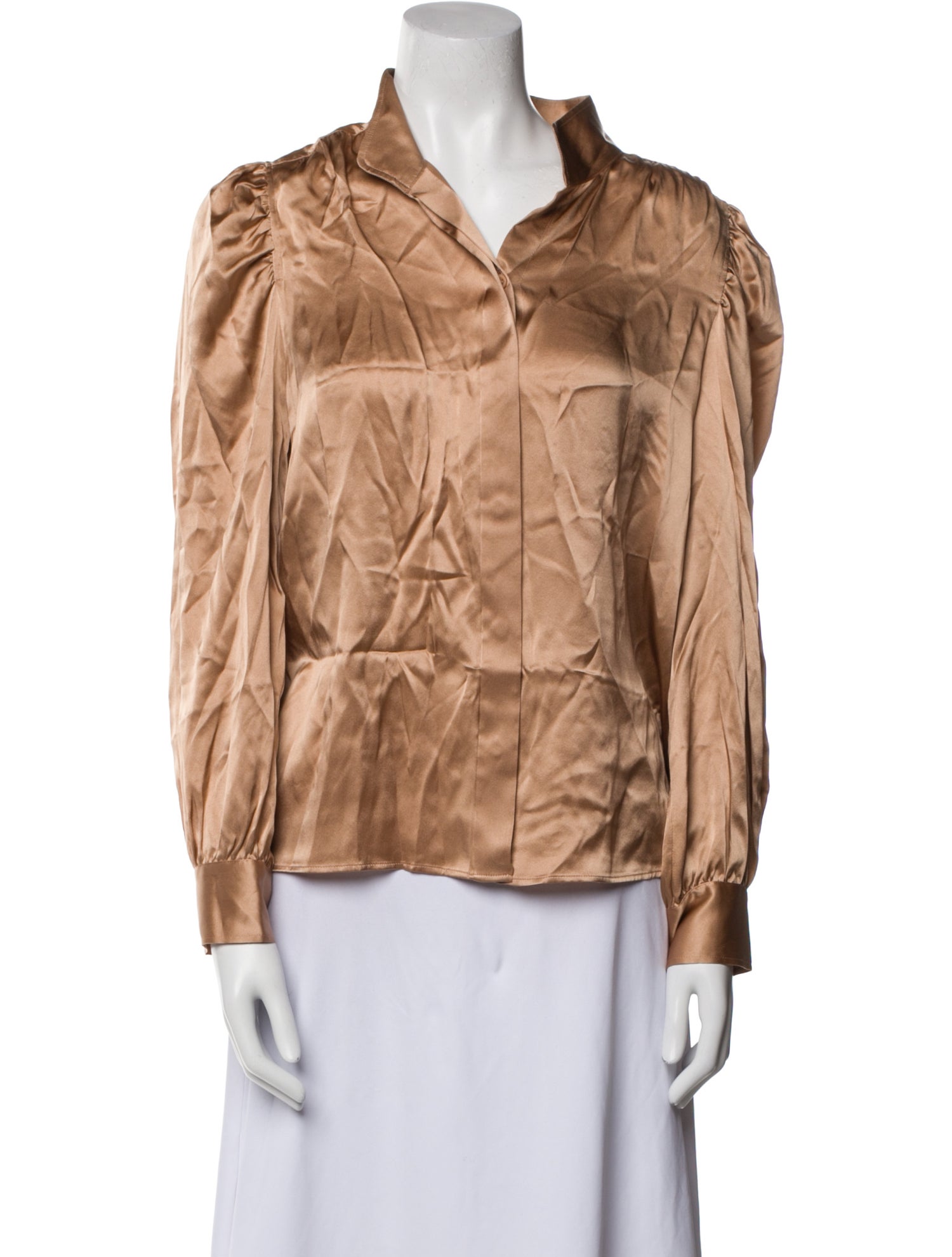 FRAME Silk Long Sleeve Button-Up Top w/ Tags