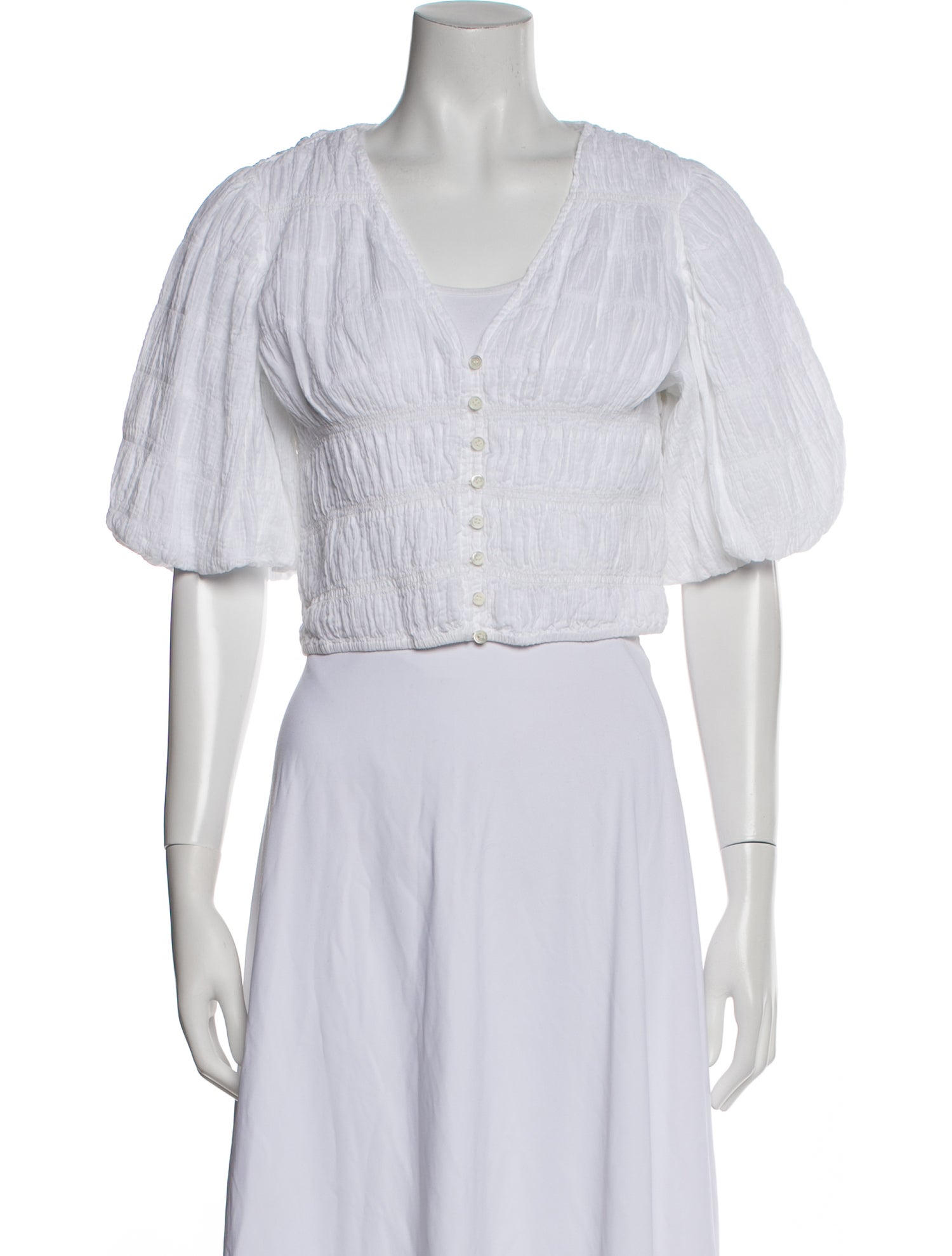 FRAME V-Neck Short Sleeve Crop Top