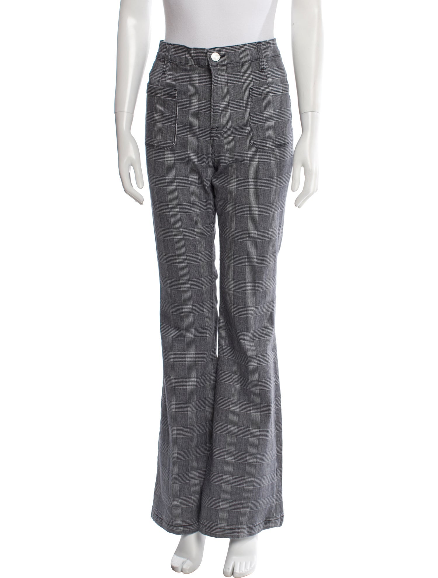 FRAME Plaid Print Wide Leg Pants