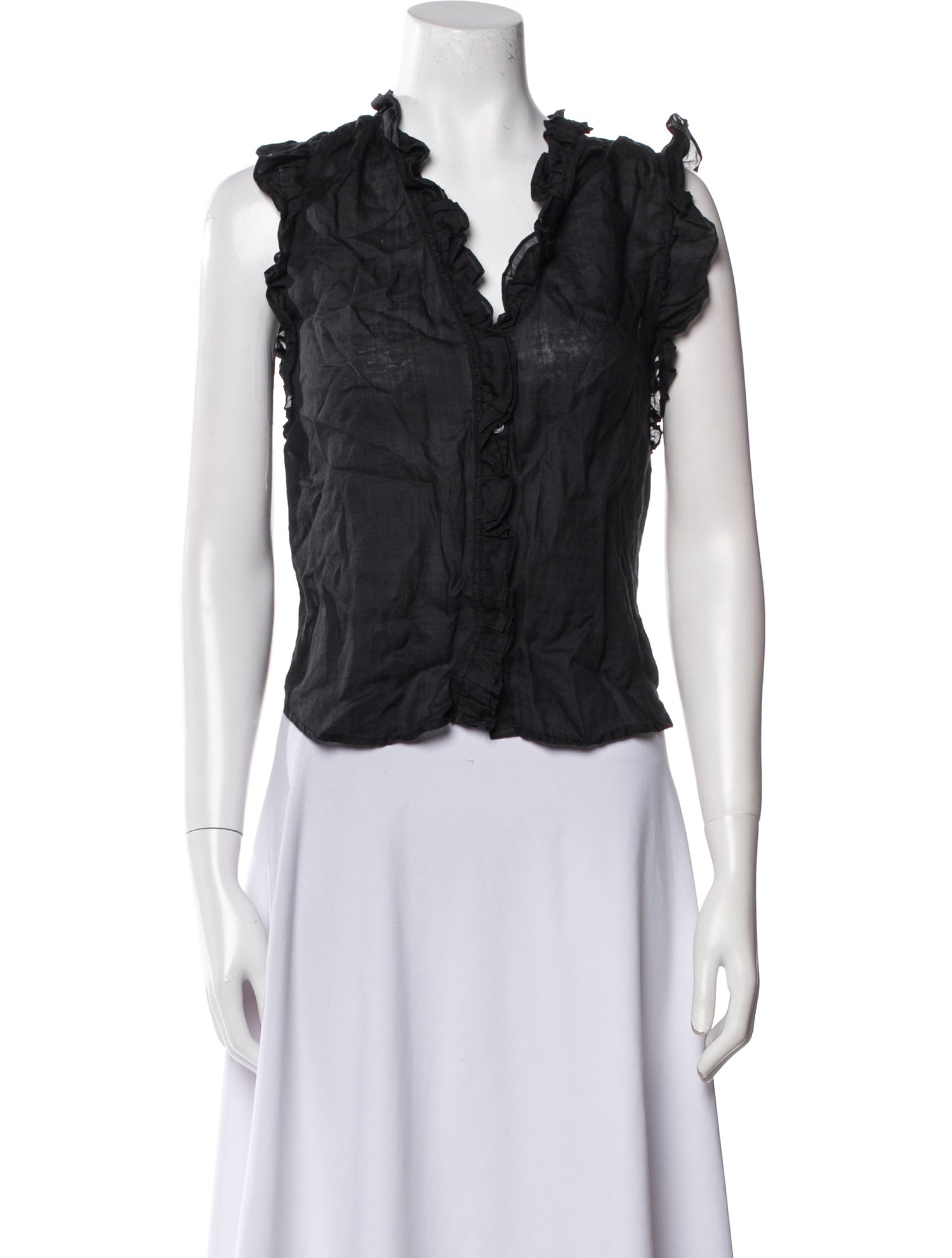 FRAME V-Neck Sleeveless Crop Top