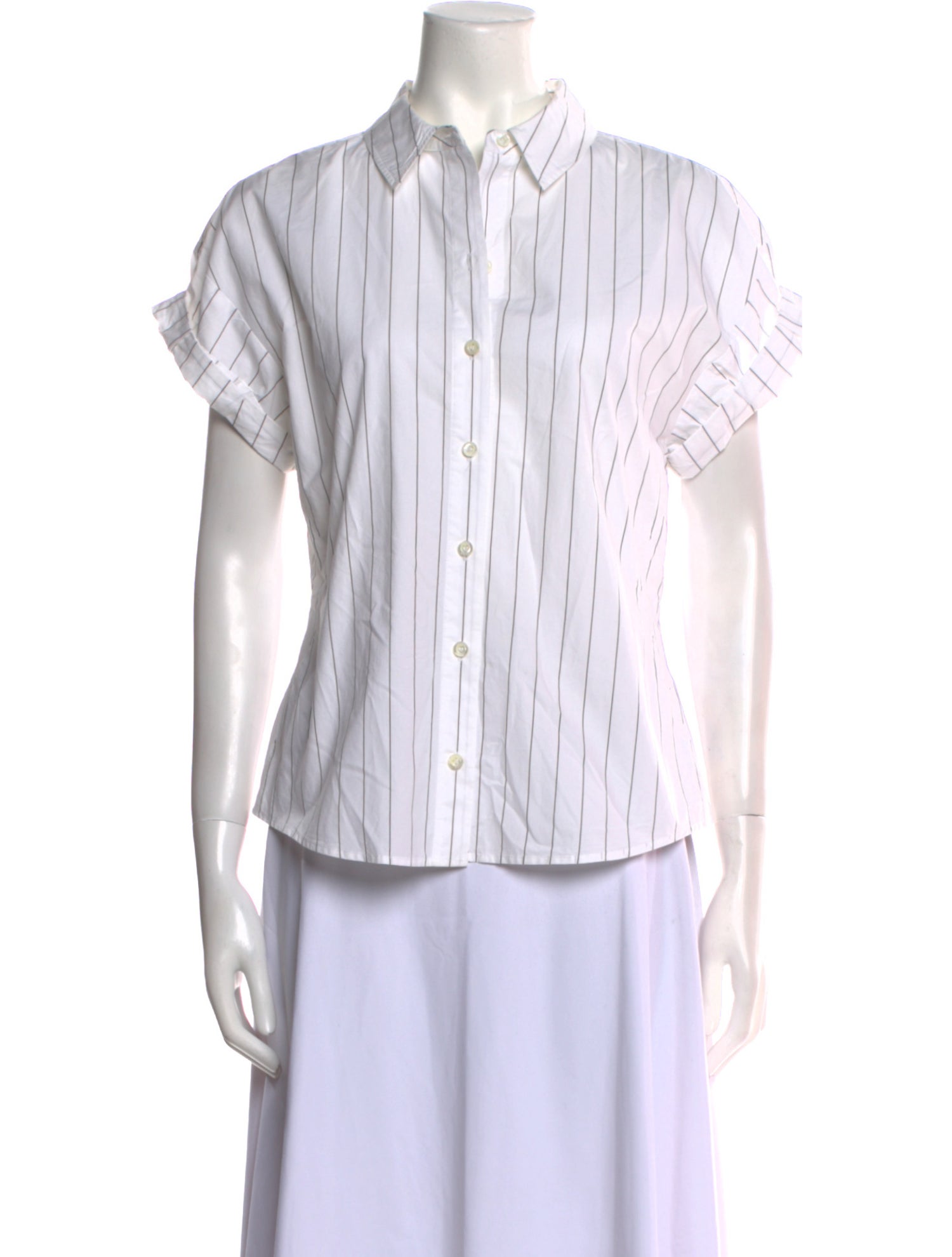 FRAME Striped Short Sleeve Button-Up Top