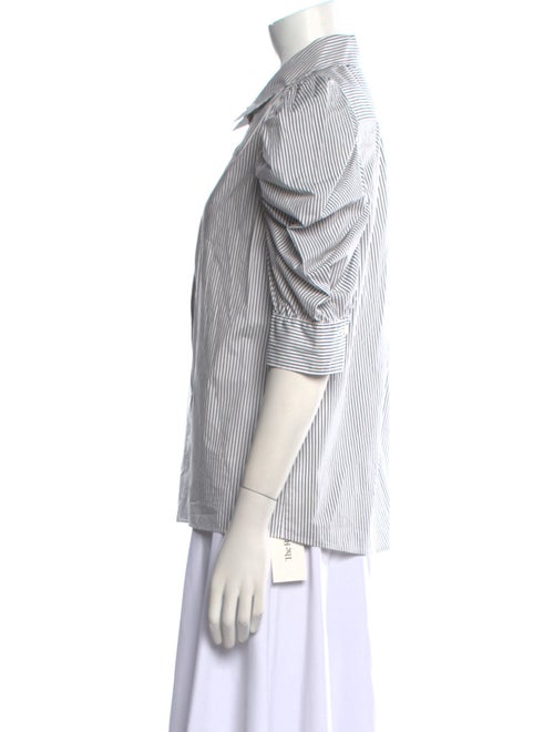 FRAME Striped Three-Quarter Sleeve Button-Up Top
