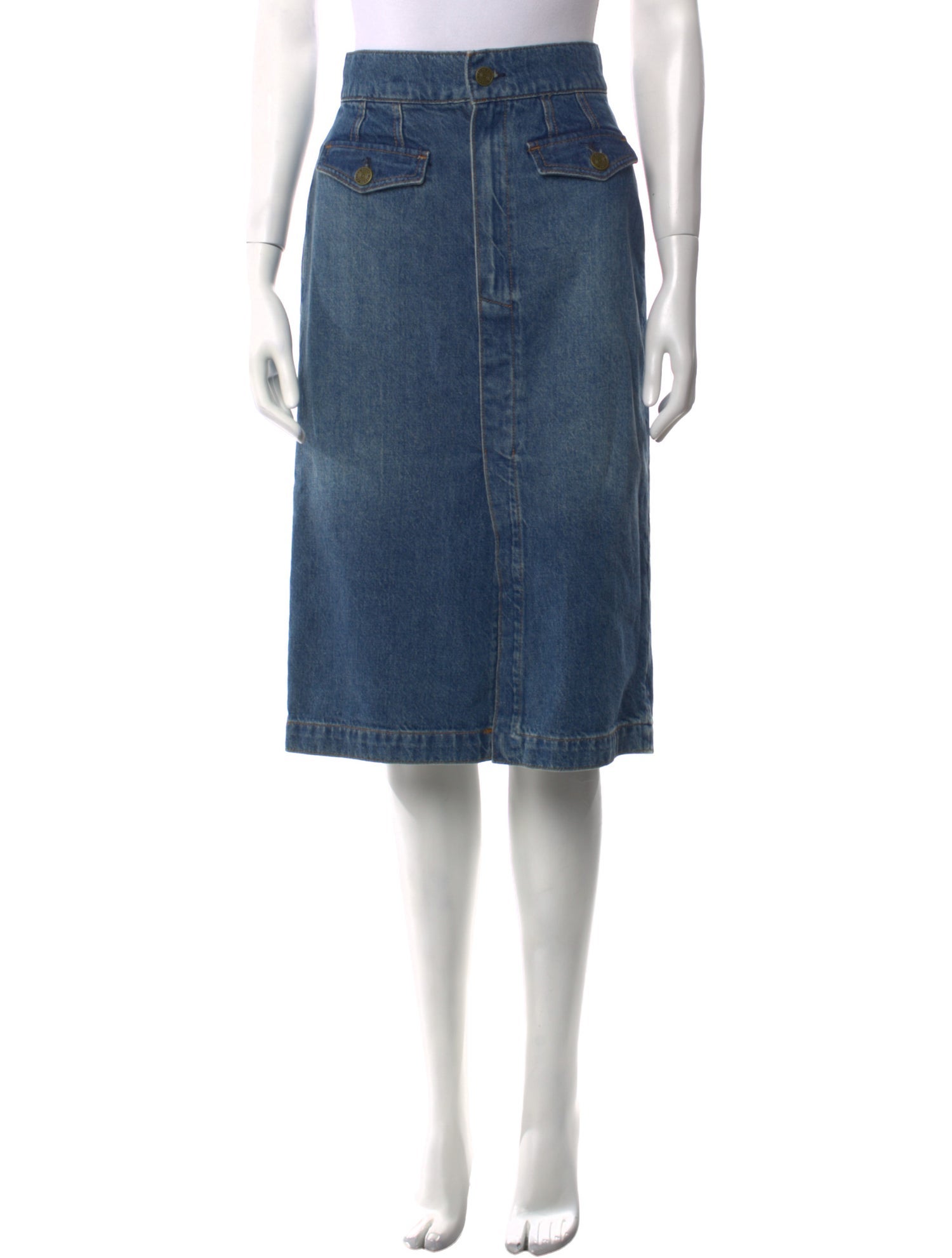 FRAME Raw-Edge Trim Knee-Length Skirt