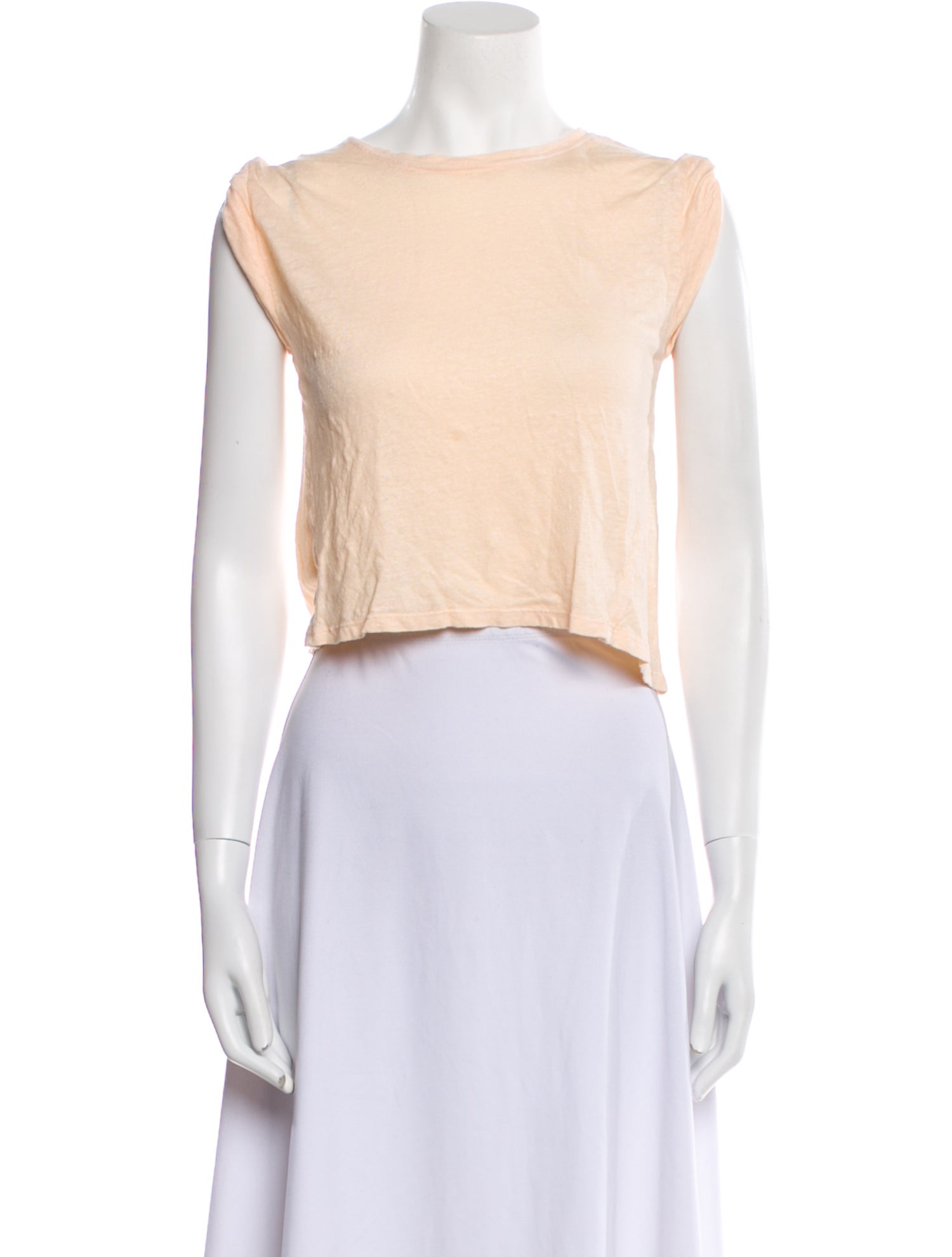 FRAME Linen Bateau Neckline Crop Top