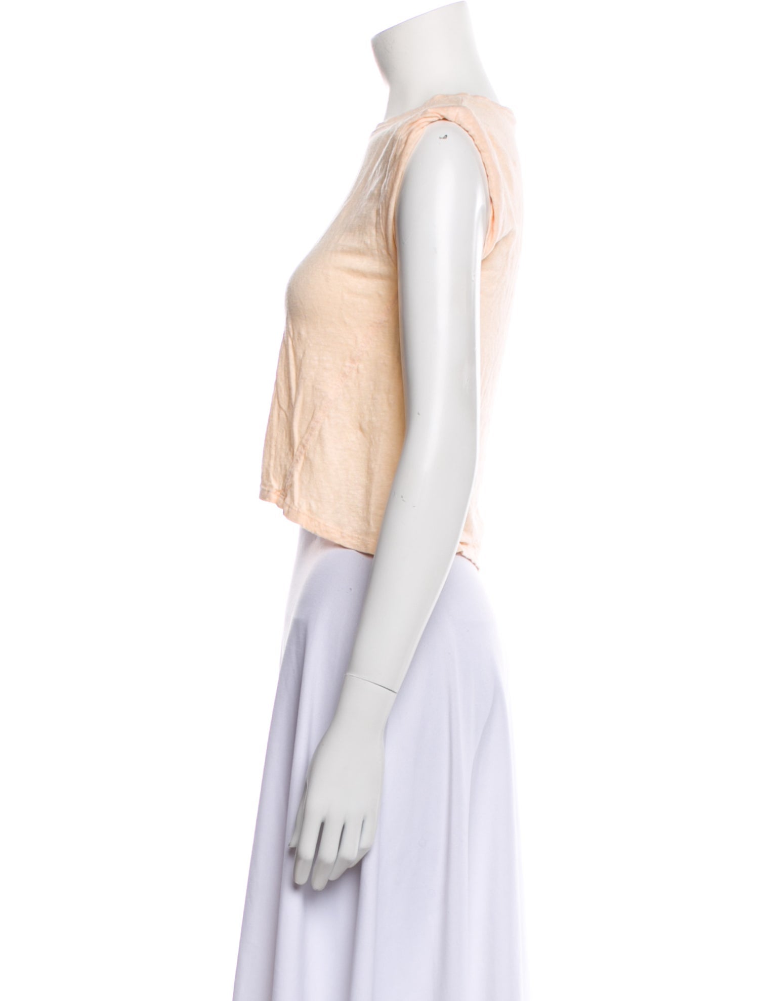 FRAME Linen Bateau Neckline Crop Top