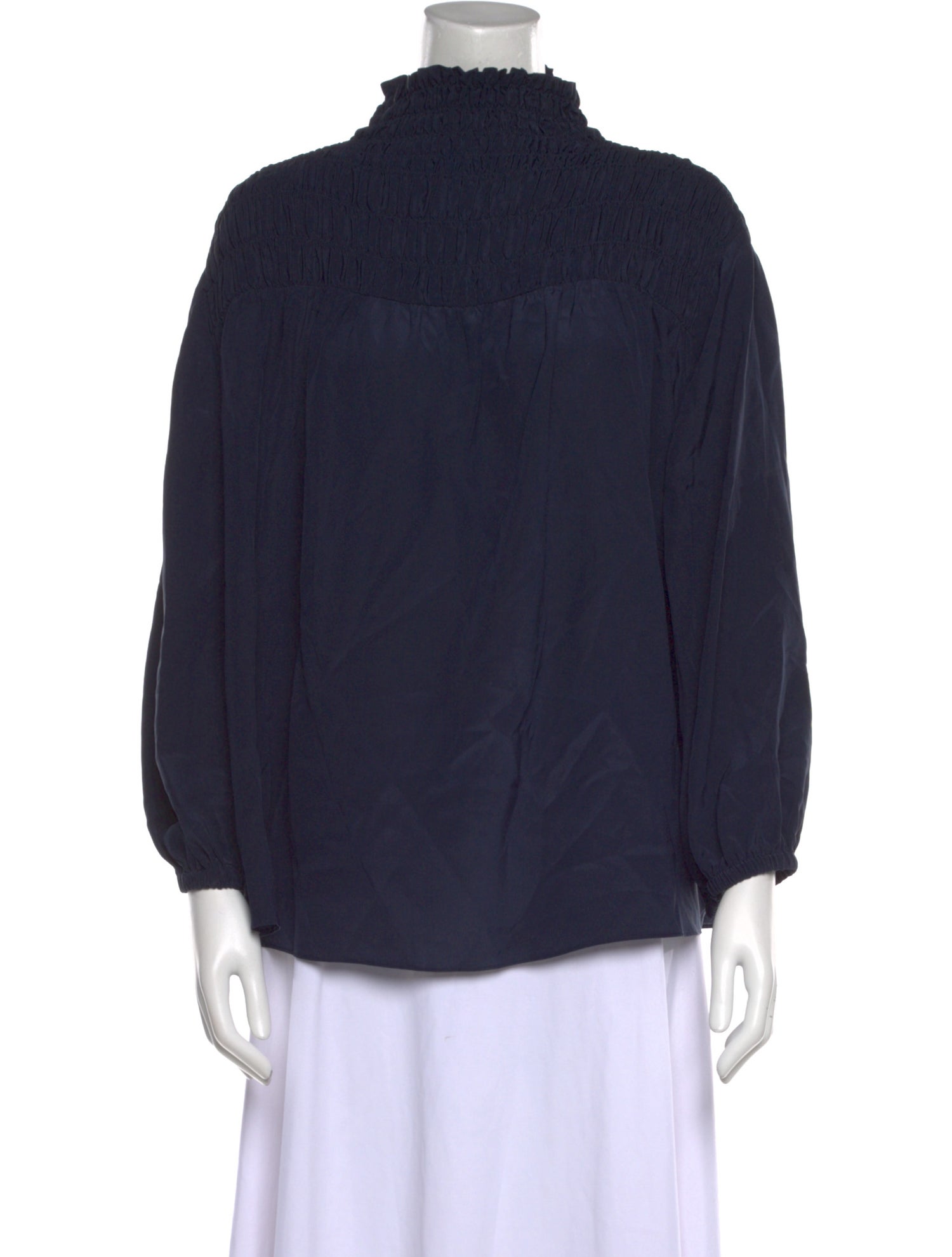 FRAME Silk Mock Neck Blouse