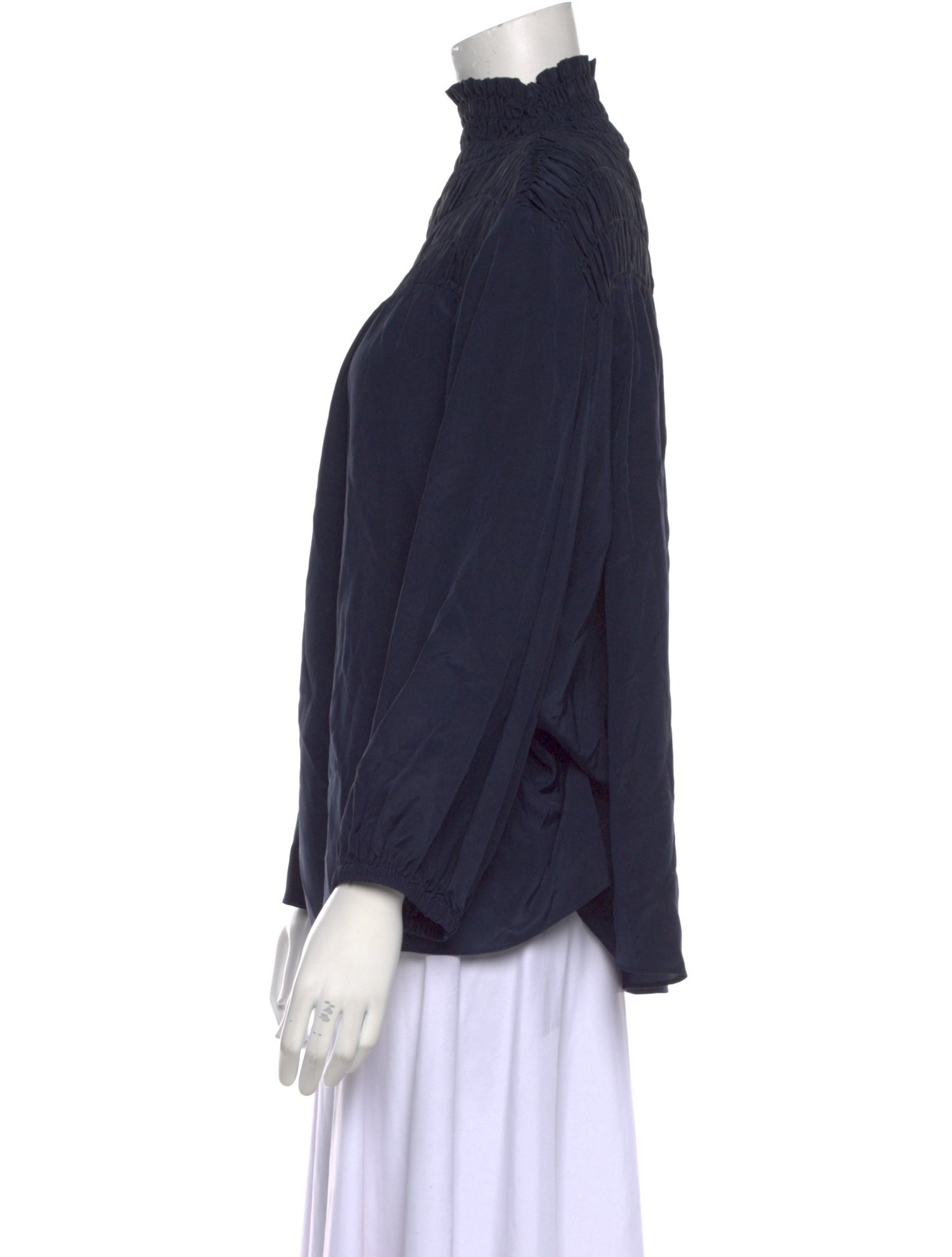 FRAME Silk Mock Neck Blouse